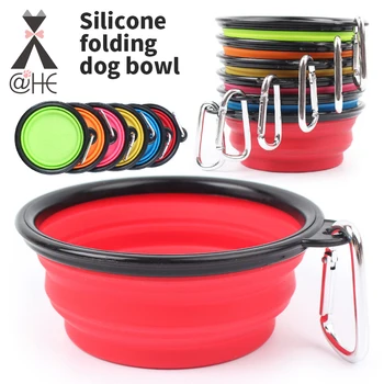 

@HE Portable Silicone Pet Dog Bowl Pets Travel Bowls Foldable Collapsible Silicone Cats Dogs Food Water Feeding