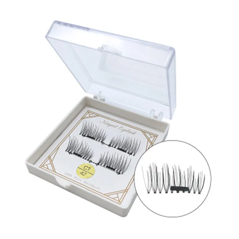 

Z'LRAQI BEAUTY 1 Pair 3D Magnetic Eyelashes 1 Magnet Handmake Flase Eyelashes Wearing Without Glue Natural Long Fake Eyelashes