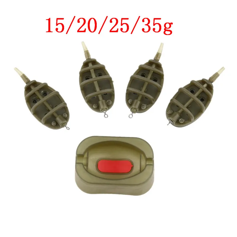 

Fishing Tackle Box Fishing Bait Thrower Inline Method Carp Fishing Feeder 4 Feeders Mould Set 15/20/25/35g 30/40/50/60g new