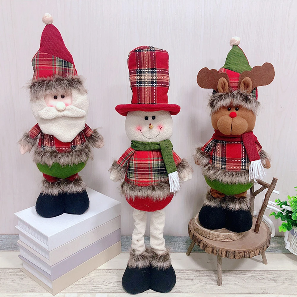 

Christmas Toys Plush Doll Christmas Tree Pendant Telescopic Doll The Ornament Santa Snowman Reindeer Handicraft Soft Present