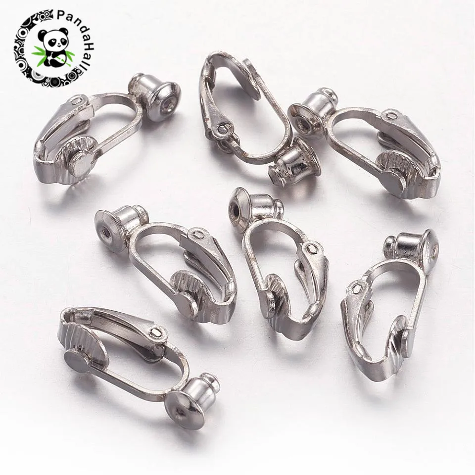 300pcs Brass Clip on Earring Converter Metal Earring Components For