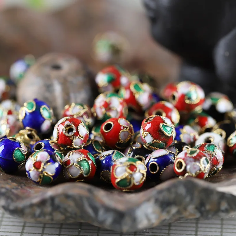 5pcs Cloisonne Enamel Round Loose Bead Handmade DIY Jewelry Making Findings  Filigree Spacer beads Earrings Bracelet Accessories - AliExpress