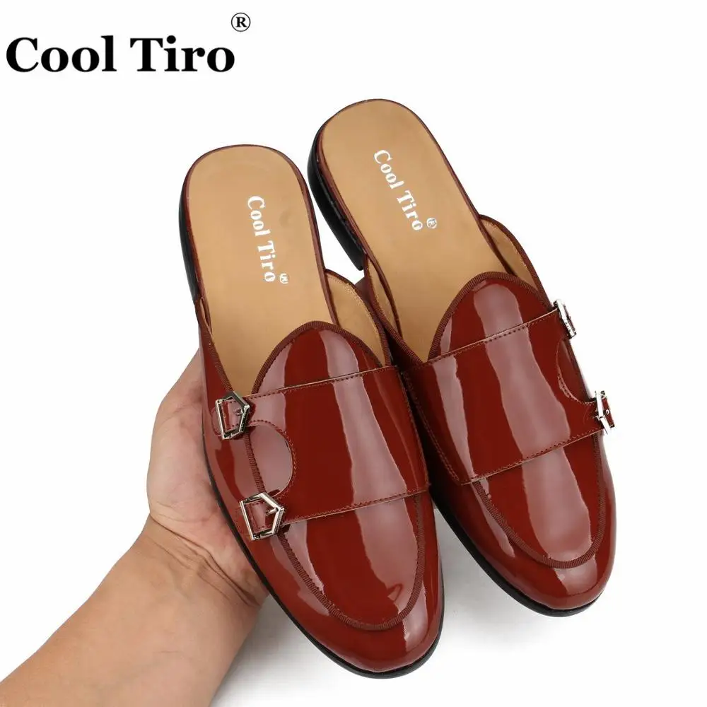 brown patent leather men slippers (4)