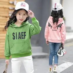 Коллекция 2019 года, весенне-Осенняя детская одежда с капюшоном Повседневная корейская детская толстовка для девочек белого цвета с