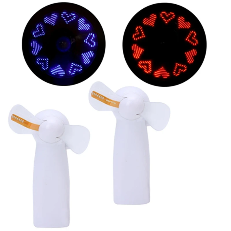 

Unique LED Love Pattern Handheld Mini Fan Super Mute Battery Operated for Cooling Cute New