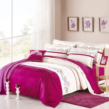 

Luxury Embroidery Bedding Set Queen King Size 4pcs Bed Linen 100% cotton Duvet Cover Bed Sheet Set Pillowcases
