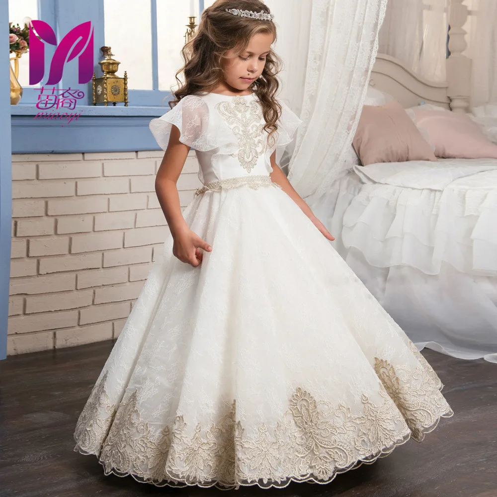 2017 miayi Kids Infant Girl  Petals Dress Children Bridesmaid Toddler Elegant Dress Pageant Formal Party Dress