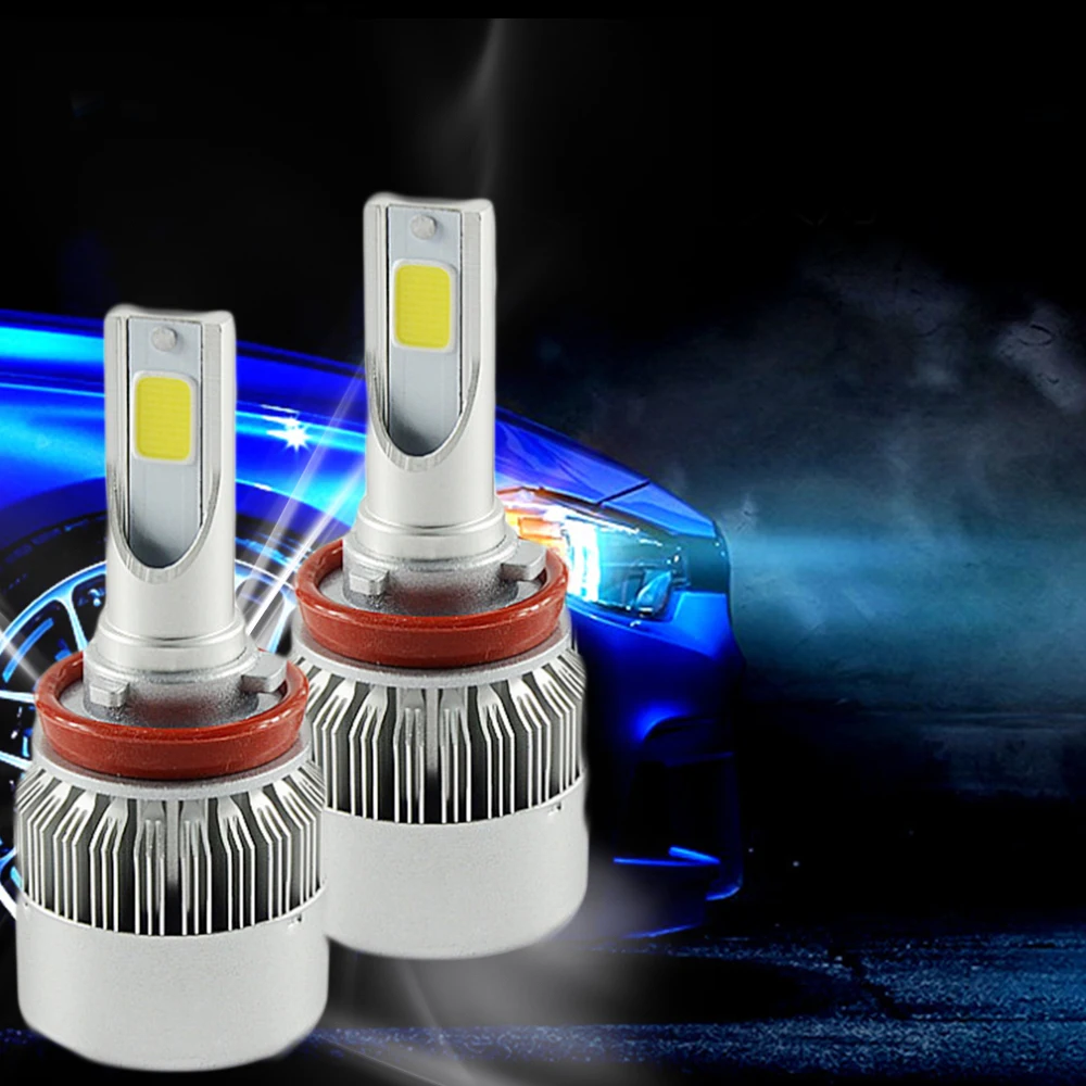 2pcs Super Bright For H8/H9/H11 LED Car Headlight Bulbs COB Chip 6000K 36W Kit Car Head Fog Lamp