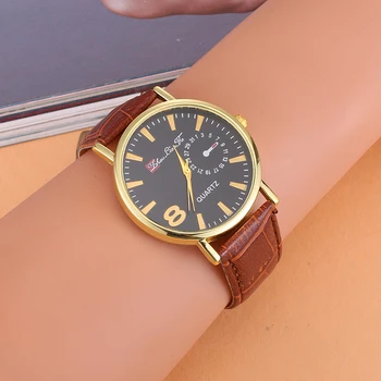 

Geneva fashion casual men 's women' s pin buckle leather strap stainless steel display analog quartz watches