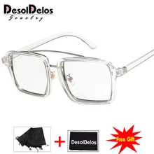 Прозрачные линзы, оправа Ins чистая красная квадратная плоская зеркальная Мода Большая оправа Европа и Америка поперечные солнцезащитные очки