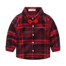 Демисезонный Новая коллекция одежды для маленьких детей длинные рубашка с рукавами Для мальчиков и девочек Хлопковая полосатая рубашка в клетку в Корейском стиле для малышей Детская одежда