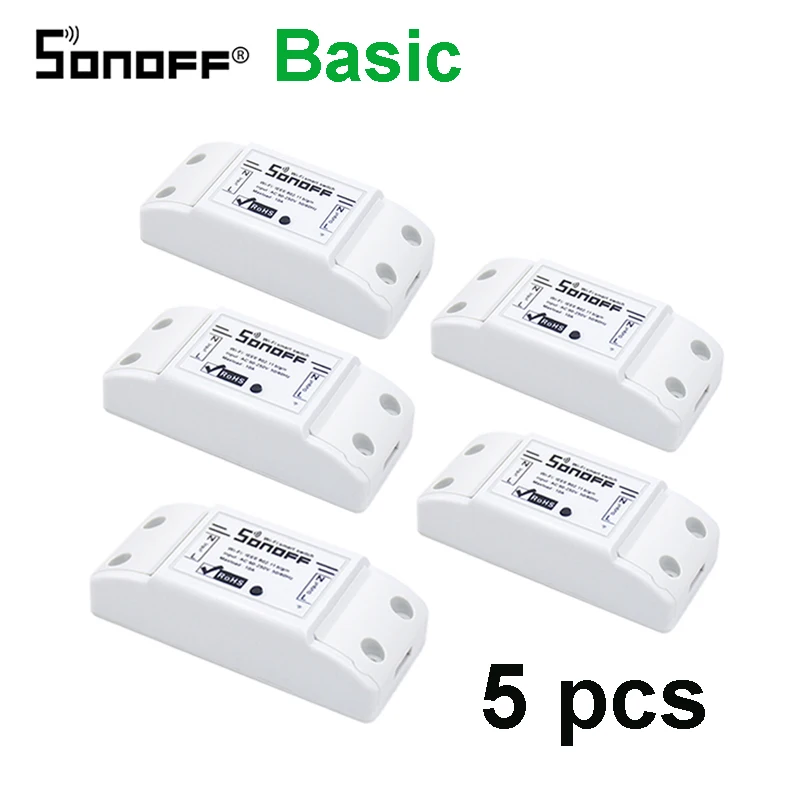 Itead Sonoff Basic R2 Wifi DIY умный беспроводной пульт дистанционного управления Domotica Licht модуль контроллера Werk met Alexa Google Home eWeLink - Комплект: Sonoff Basic 5pcs