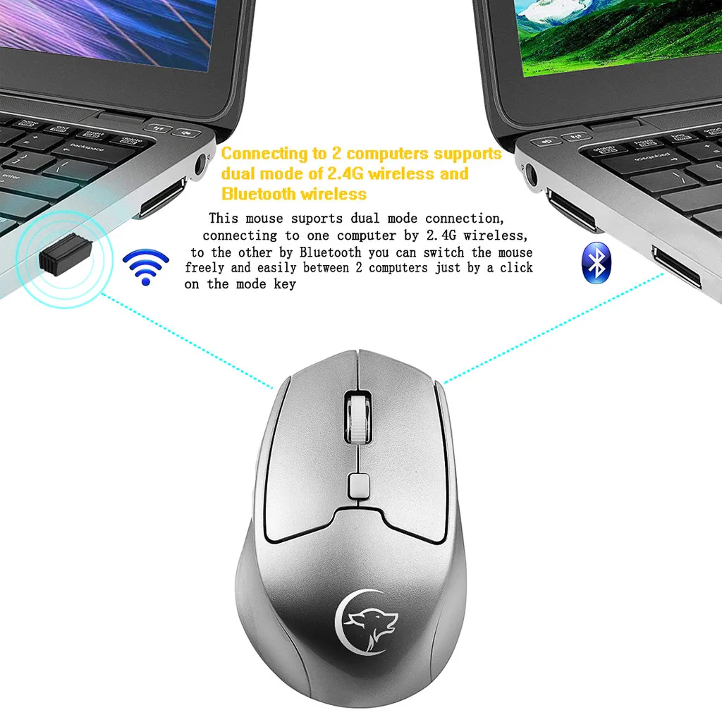 Мышь Bluetooth мышь перезаряжаемая 2400DPI 2 4G беспроводная Мобильная USB Проводная