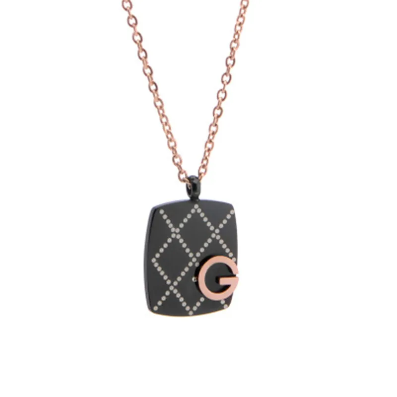 

Classic ladies necklace large G letter black necklace trend fashion titanium steel clavicle chain naam ketting S118