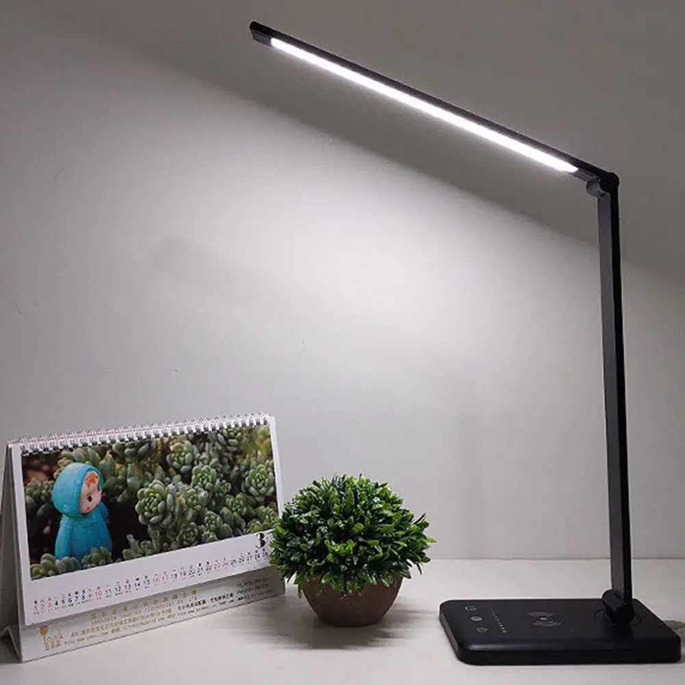 

New Hot Folding Table Light Aluminium Alloy Adjustable LED Reading Desk Lamp with Wireless Charger