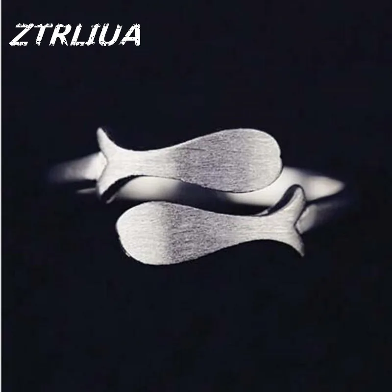 Creative Hot Cute Animal Fashion Jewelry 925 Sterling Silver Fine Drawing Small Fish Open font b