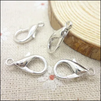 

Free shipping 110pcs White K lobster clasp parrot clasp fit jewelry accessories chain necklace bracelet DIY Material Making