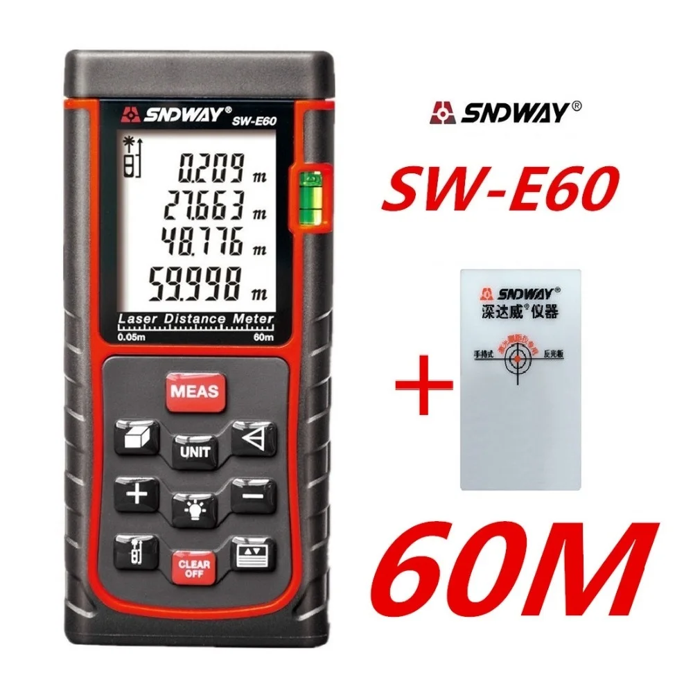 

Free shipping 60M Digital Laser distance meter Bubble level Rangefinder Range finder Tape measure Area/Volume M/Ft/in Tool
