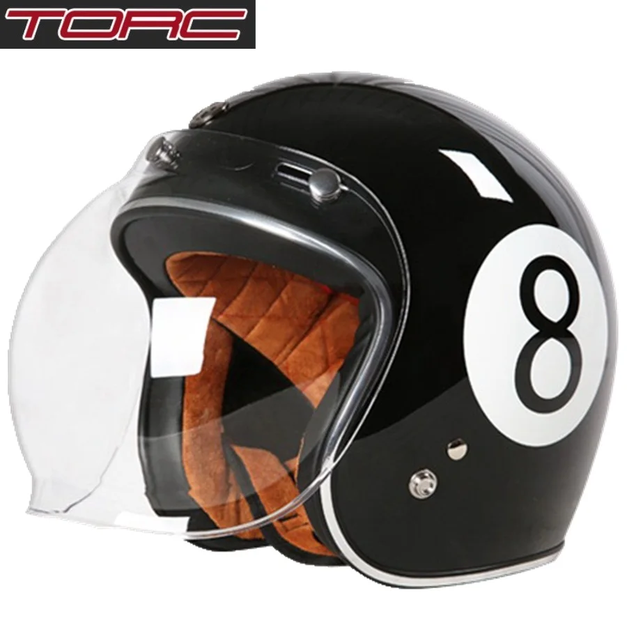 Free shipping 1pcs TORC T50 3/4 Open Face Moto Helmet Transparent Bubble Mirror DOT Approved Vintage Motorcycle Helmets - Цвет: light black