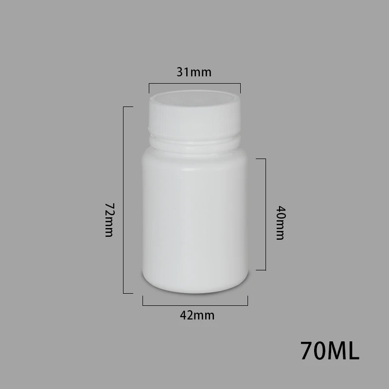 20 мл/30 мл/40 мл/50 мл/70 мл/100 мл/150 мл/200 мл пустая пластиковая бутылка портативный контейнер для лекарств, таблеток, капсул пищевой HDPE - Цвет: 70ML