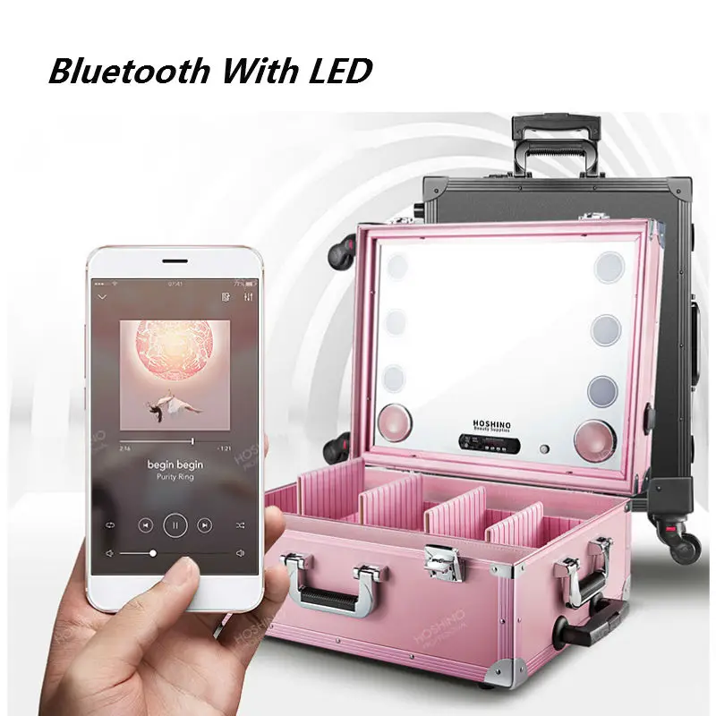 Kiota Professional Beauty Makeup Artist Case On Wheels Soft Cosmetic Case With Trolley And Storage