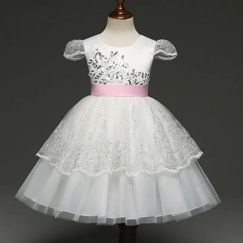 Girls Dress Sequin for Party and Wedding White Kids Birthday Princess