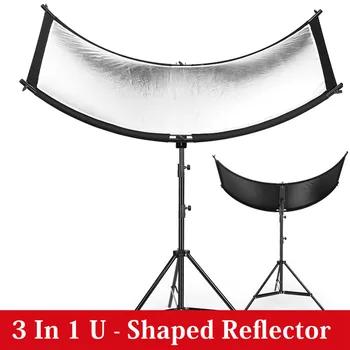 

160*55cm 3 in 1 U-typed Light Reflector Diffuser Set with Tripod Eyelighter for Photography Video Studio Shot