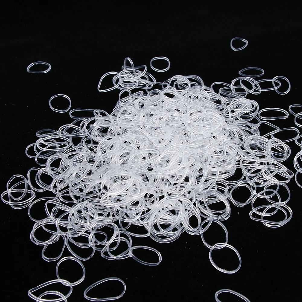 600 pcs Clear Transparent Ponytail Holder Elastic Rubber Band Hair Ties Ropes Rings Useful Unisex Headwear Hair Accessories 12 pcs jewelry floating display case rings floating display box clear film floating display holder with bases