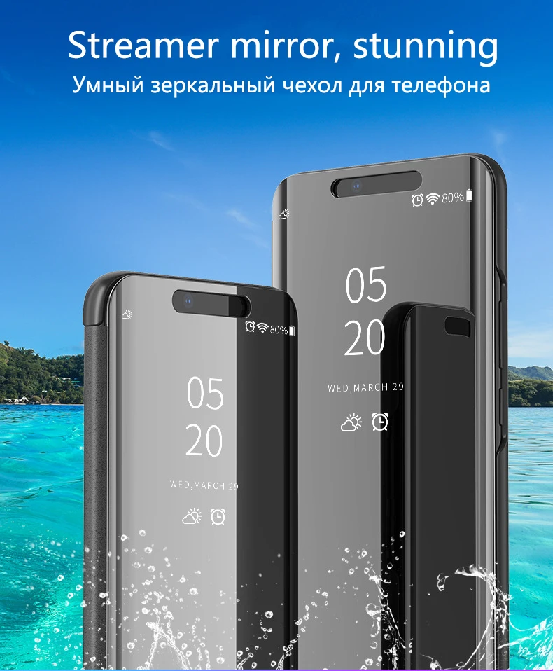 Умный зеркальный чехол для samsung Galaxy A10 A20 A30 A40 зеркальная книга Filp Кожаный чехол для samsung A40 A 10 20 30 40 A105 A305 A405