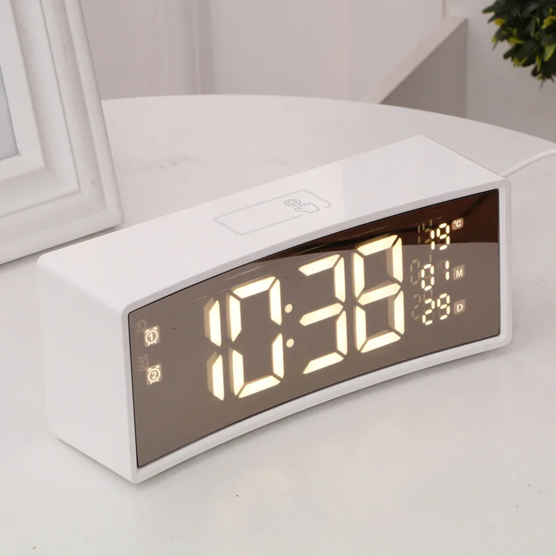3D curved LED alarm clock bright adjustment snooze function Temperature
