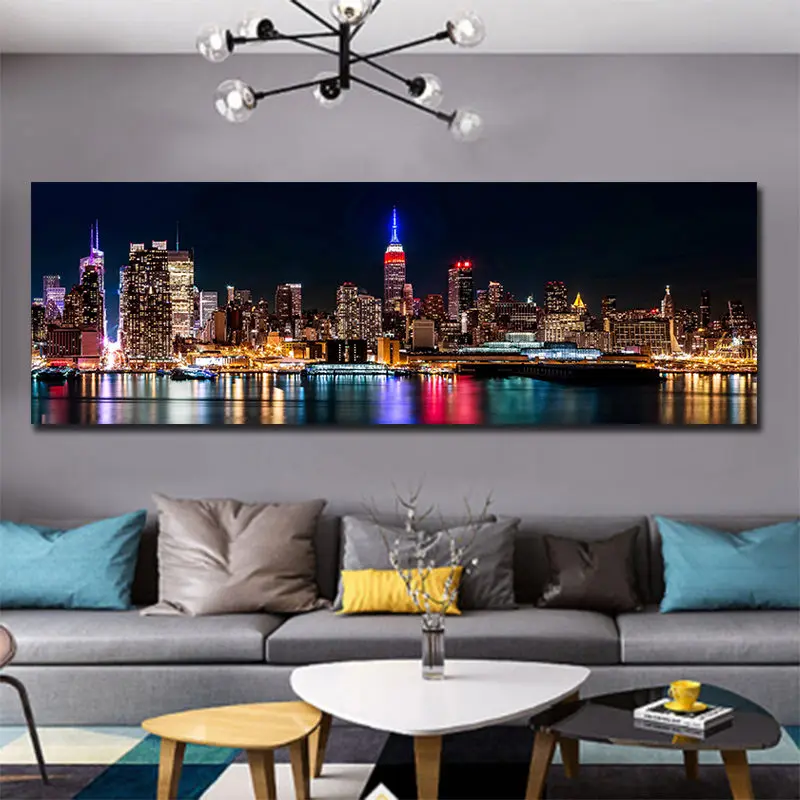 

Singel Panel Big Size Digital Photo Prints City Building Night View Photography Wall Art Pictures Modern Decoration Pictures