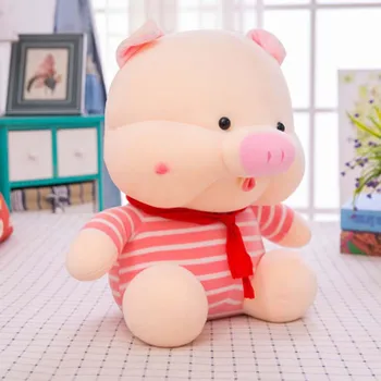 

35cm Soft red scarf Pig Plush Toy stripes pig pig doll birthday gift pillow