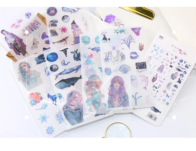 Girl Cartoon Stickers Anime Cute Kawaii Sticker Mobile Phone Book Gift DIY Ablum Diary Scrapbooking decoration label Stickers