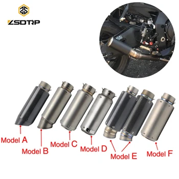 

ZSDTRP High Quality Titanium Alloy 60/51mm Universal Motorcycle Exhaust Pipe Racing SC GP Carbon Fiber Exhaust With Sticker
