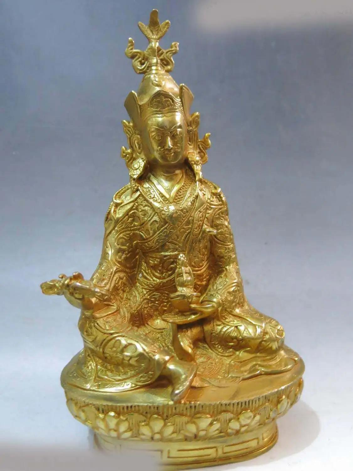 

12" China Tibet bronze gild buddhism Yellow Jambhala buddha sculpture Statue