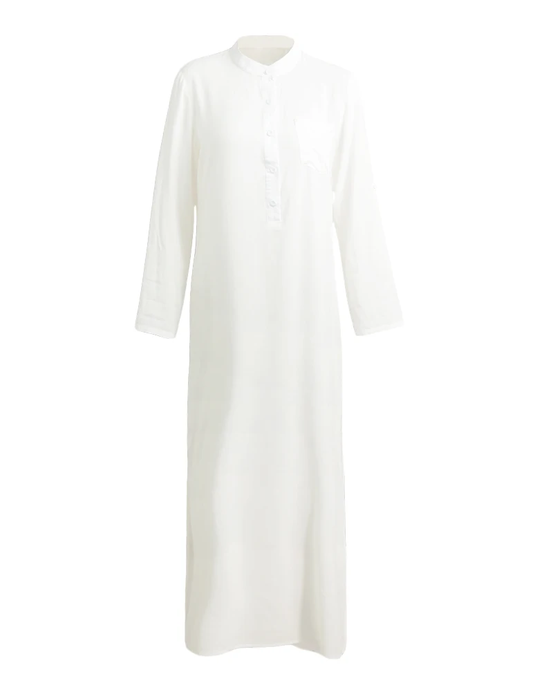 EaseHut Летнее платье женщин Boho сплошной рулон рубашки с длинным рукавом Сарафан Элегантный Свободный Макси длинное платье Большой размер