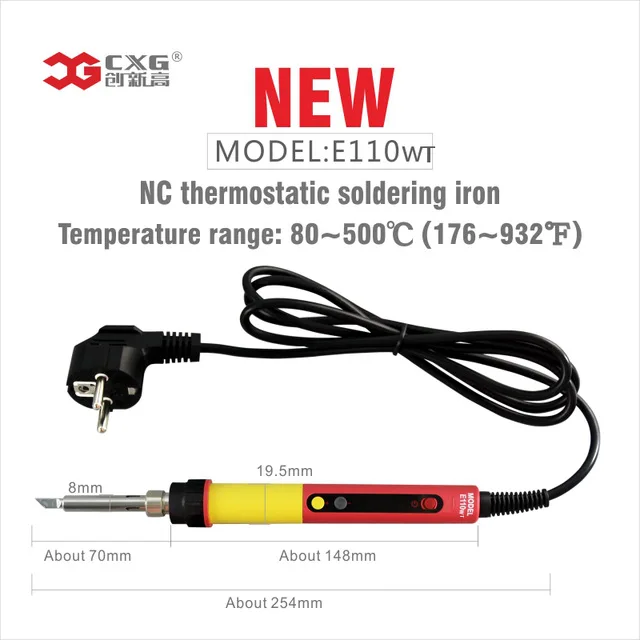 CXG E60W Профессиональный СВЕТОДИОДНЫЙ Цифровой Регулируемый Электрический паяльник постоянная температура паяльная станция E90WT E110WT E60WT - Цвет: E110WT