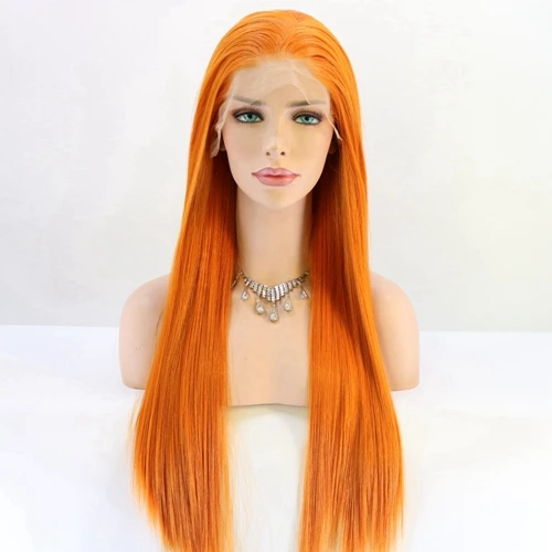 Lvcheryl 13x6 кружева оранжевый цвет свободная часть Futura волокна волос парики термостойкие волосы Синтетические Кружева передние парики - Цвет: Orange