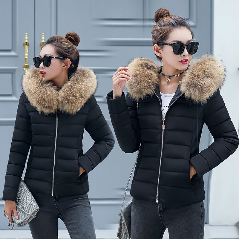 2018 Winter Jacket women Plus Size Womens Parkas Thicken Outerwear solid hooded Coats Short Female Slim Cotton padded basic tops