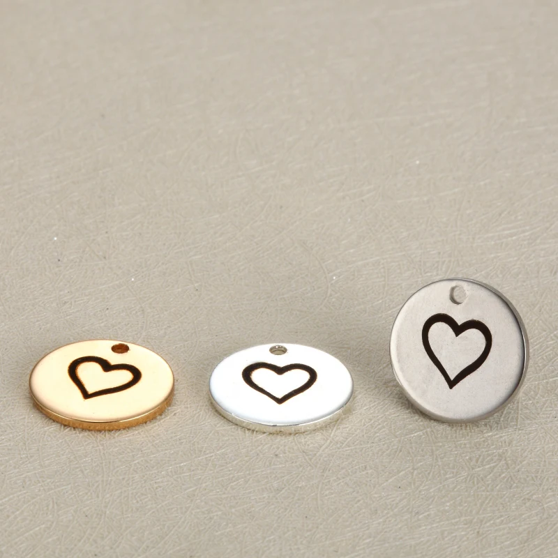 

5pcs/Lot 316L Stainless Steel Charms 3 Colors Heart Charms Pendant for Fashion Jewelry Making DIY Accessories Gifts 15mm