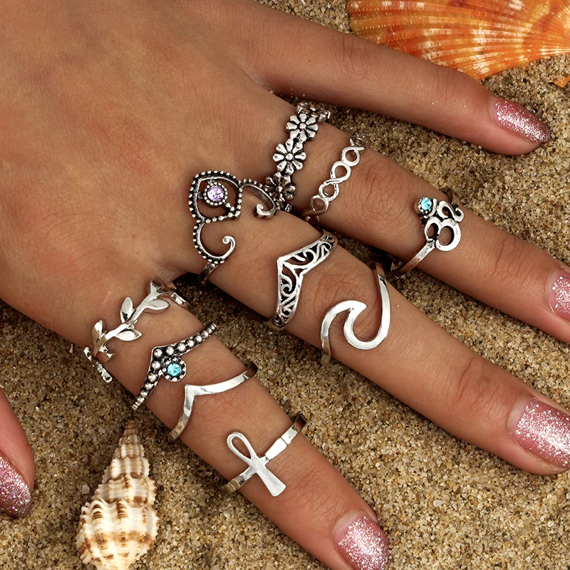 docona-10pcs-Set-Vintage-Antique-Silver-Flower-Leaf-Crown-Knuckle-Midi-Finger-Rings-Set-for-Women (1)
