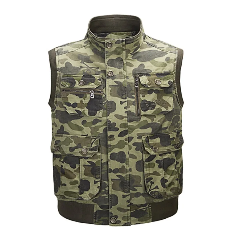 Hyweacvar Men's Camouflage Work Tactical Mult Pocket Studio Vest Rib