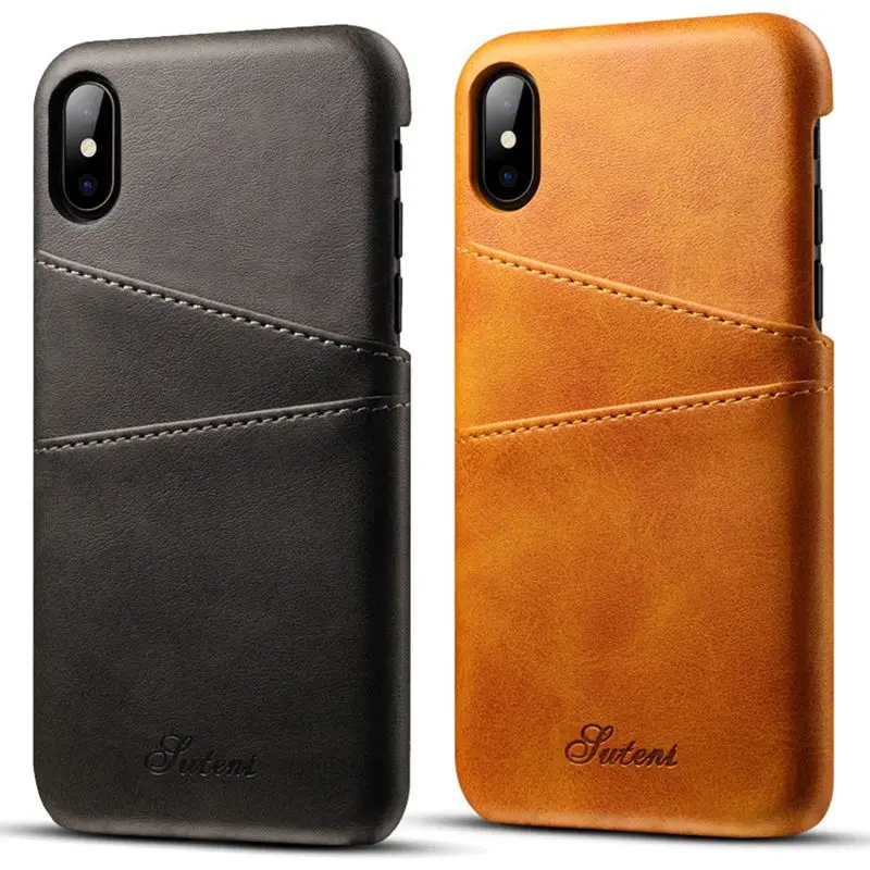 Чехол для iPhone X 8 деловая воловья кожа на две карты задняя крышка Apple 7 6 S Plus