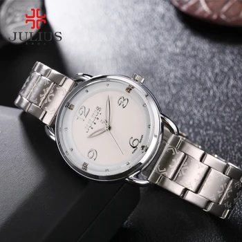 

Top Lady Women's Watch Japan Quartz Fashion Hours Dress Business Bracelet Stainless Steel Chain Christmas Girl Gift Julius Box
