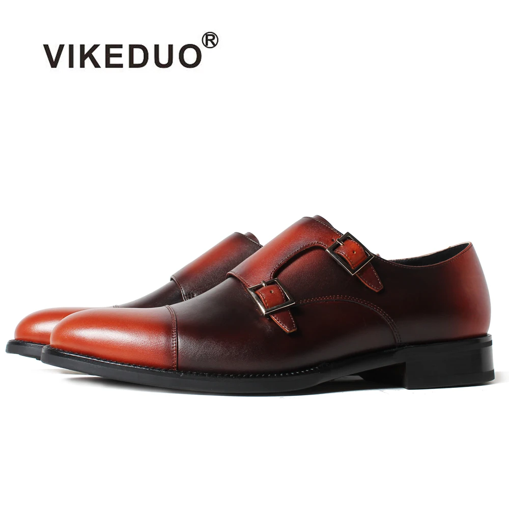 

VIKEDUO 2019 New Patina Monk Strap Mans Footwear Bespoke Hand-Made Dress Shoes For Men Wedding Round Toe Male Shoe Zapato Hombre
