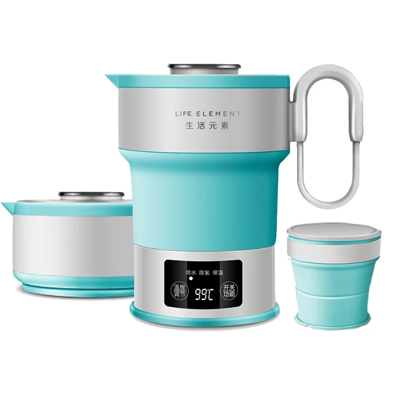 110-220V Electric Mini Travel Kettle Silicone Foldable Automatic Power-off Camping Portable Water Boiler With Cup Electric