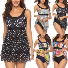 Двухсекционный костюм женский купальный костюм размера плюс Мягкий купальный костюм Монокини пуш-ап танкини купальная одежда maillot de bain femme