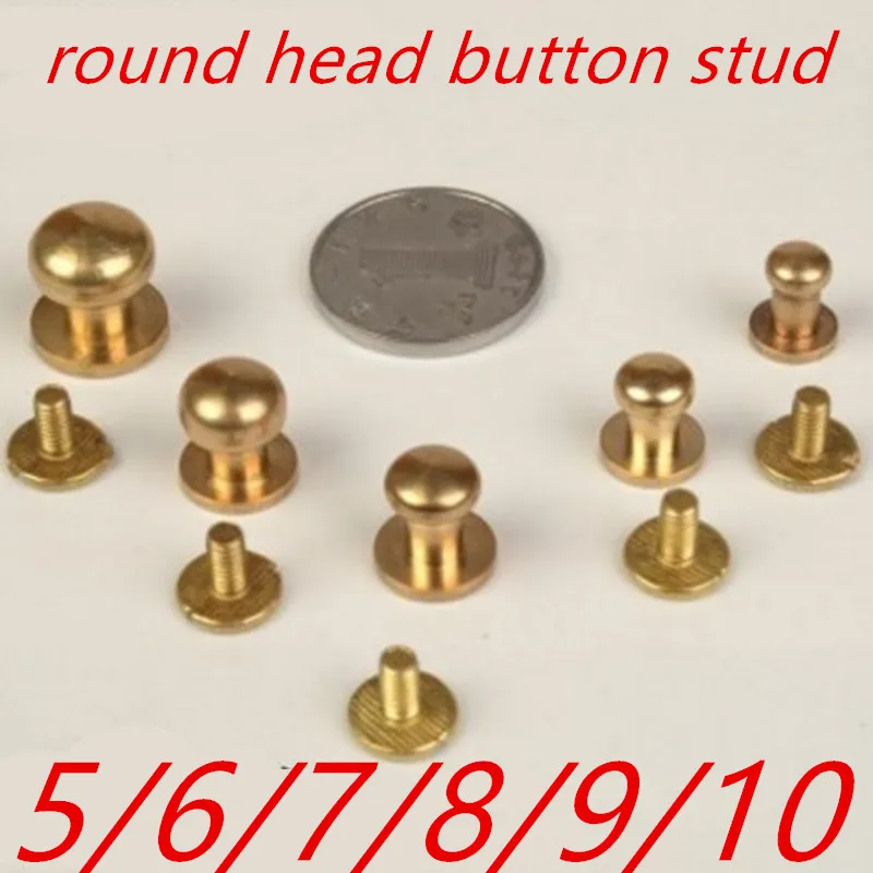 10pcs/lot 5mm 6mm 7mm 8mm 9mm 10mm Brass Solid Screw/Nail Rivet/round