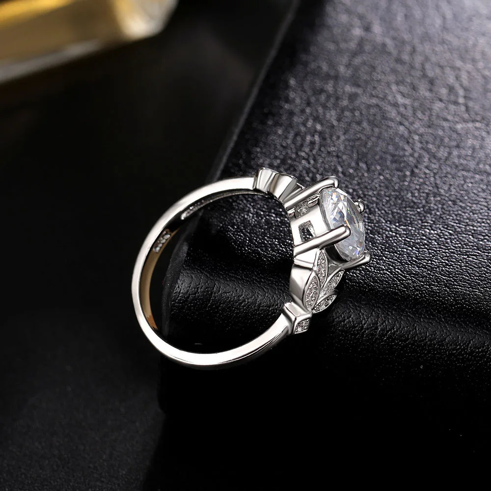 Свадебные кольца с кристаллами серебряного цвета, обручальные кольца с листом, золотого цвета, кубический циркон, модное кольцо, роскошный бренд, бижутерия для женщин, ювелирные изделия