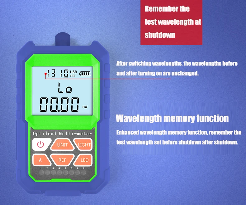 2 в 1 высокая точность оптического Мощность метр с RJ45 волокно тестер самокалибровки с 6 длин волн Перезаряжаемые мини OPM